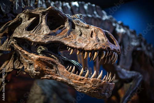 Scary dinosaur skeleton head on display in museum © Firn