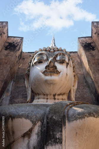 Sukhothai Historical Park big buddha, Wat Sri Chum, Thailand. Historical park. UNESCO site or World heritage site.