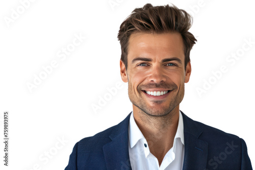 Successful Businessman is smiling. Demonstrate confidence, friendliness, and success,Isolated on transparent background.