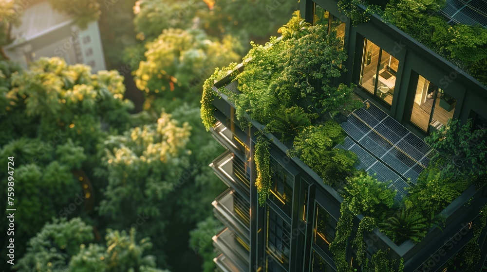 Fototapeta premium Modern architecture with integrated greenery