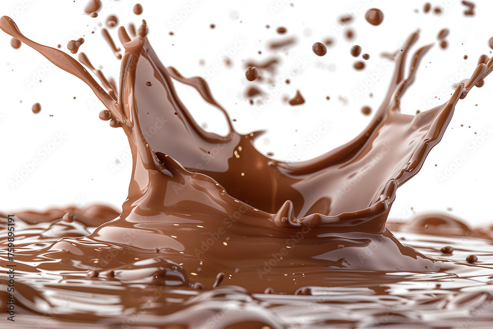 Splash of chocolate milkshake isolated on white background. High quality photo