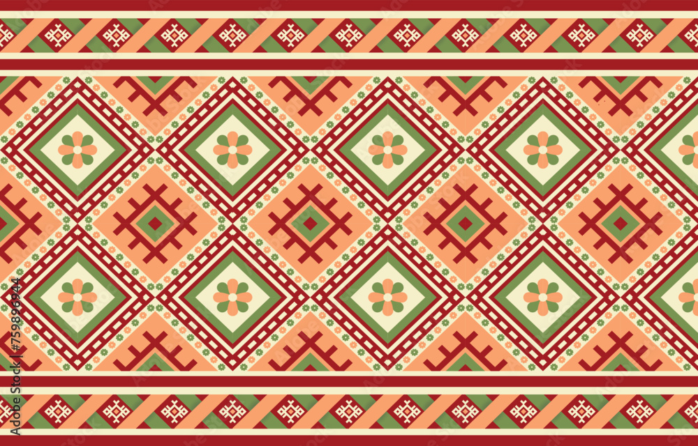 Geometric ethnic oriental irate seamless pattern traditional Design for background, carpet,wallpaper,clothing,wrapping,Batik,fabric,Vecter illustrations.embroidery style.

