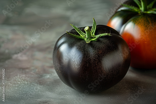 Fresh, raw black kumato tomatoes photo