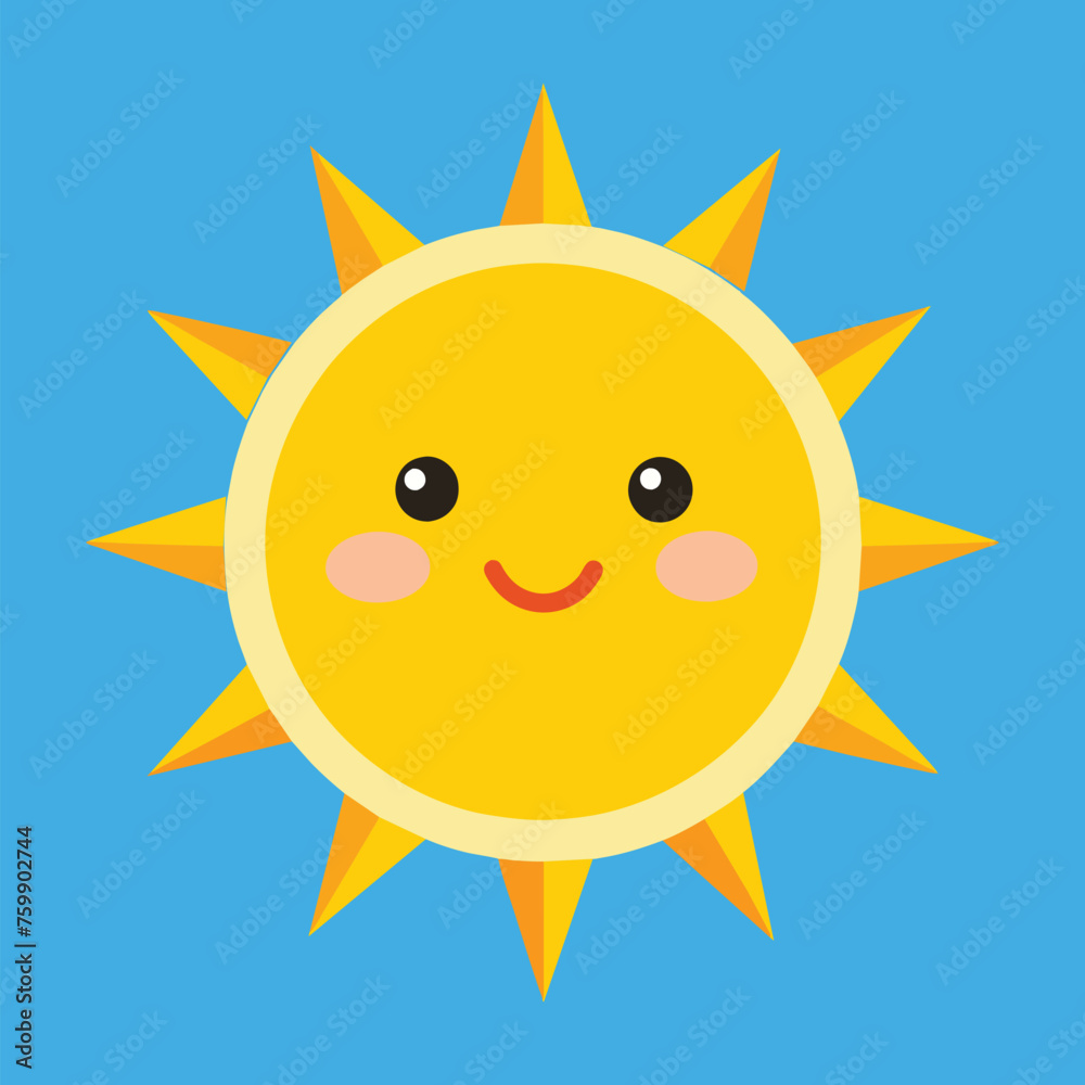 Cute cartoon smiling sun. funny sun vector on an isolated background Cute cartoon smiling sun. funny sun vector on an isolated background