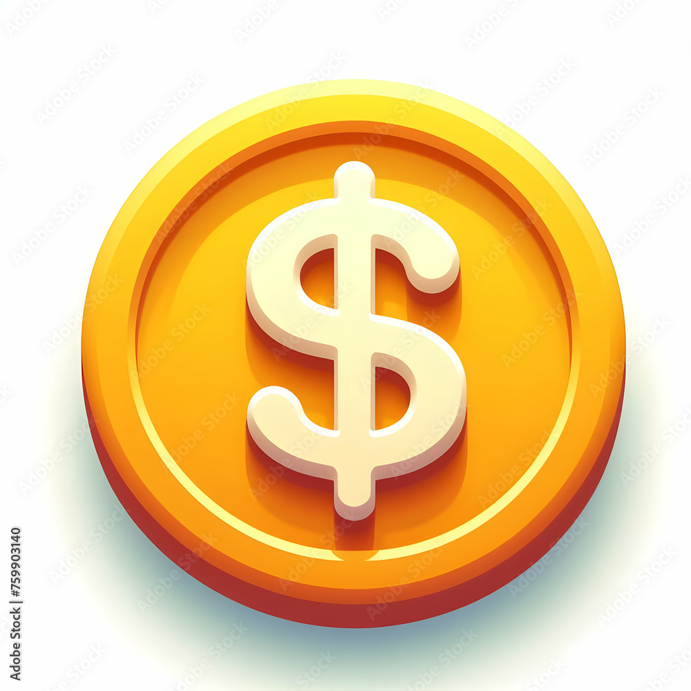 3D Flat Icon Profit symbol with white background and isolated cute style 3D Flat Icon Profit symbol with white background and isolated cute style