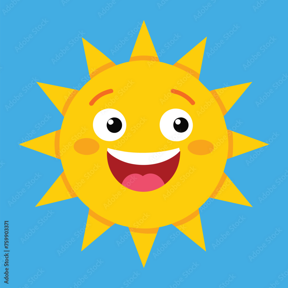 Cute cartoon smiling sun. funny sun vector on an isolated background