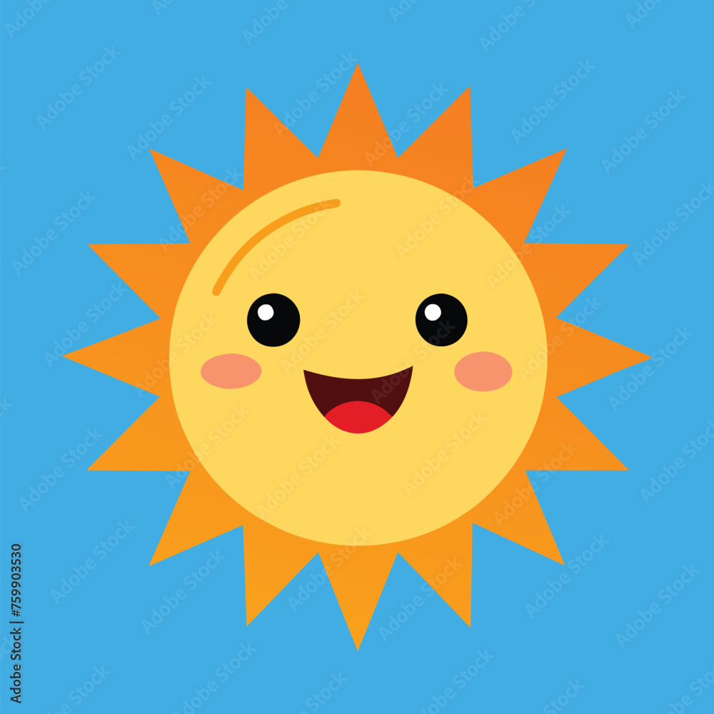 Cute cartoon smiling sun. funny sun vector on an isolated background