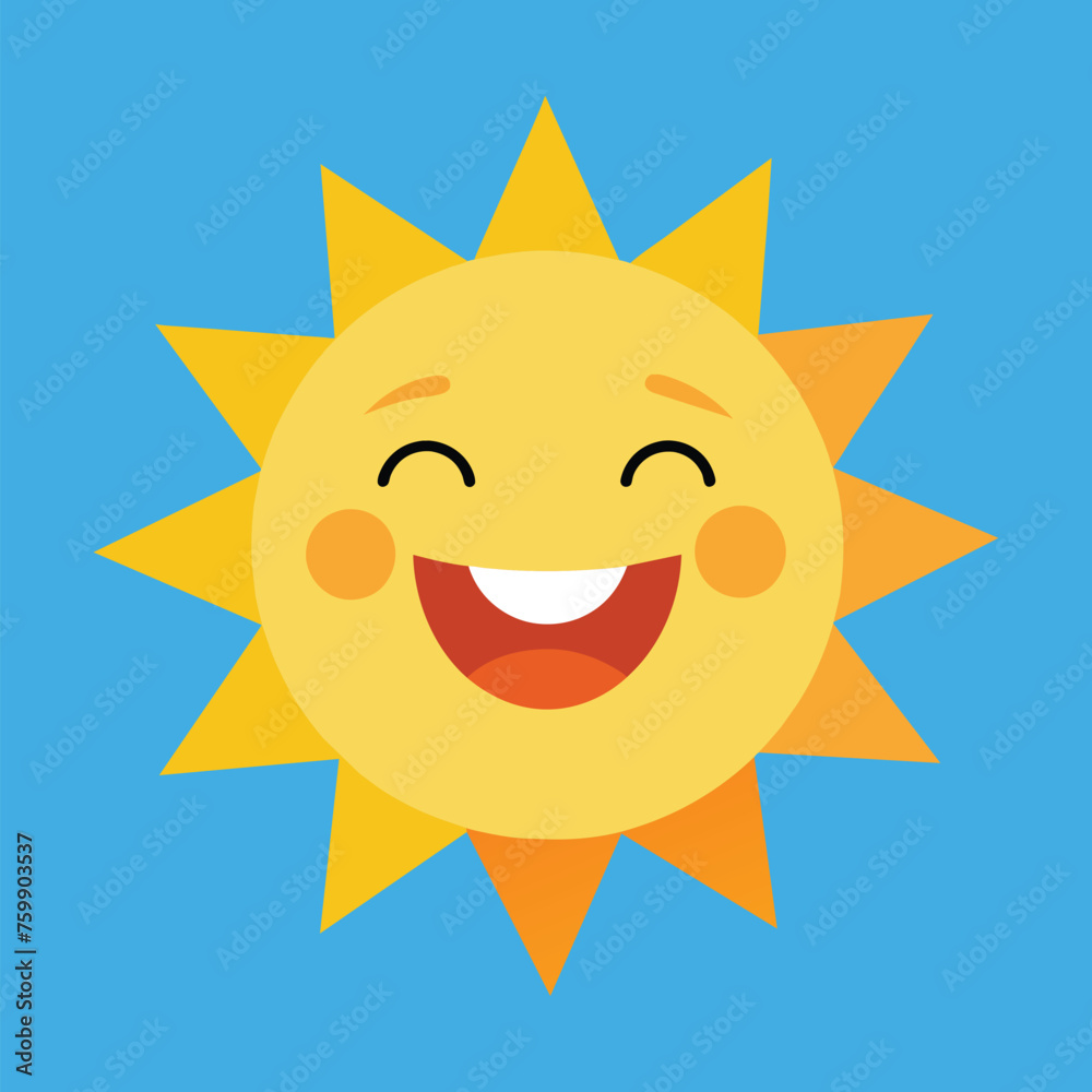 Cute cartoon smiling sun. funny sun vector on an isolated background