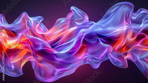 Dynamic Waves of Light and Color: Futuristic Blue and Pink Design on a Dark, Glowing Abstract Background