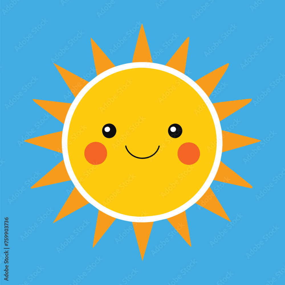 Cute cartoon smiling sun. funny sun vector on an isolated background