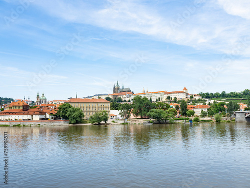 View from the Old Town district of Prague towards Mal   Strana district and Hrad  any Castle district.