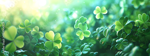 Patrick Day background with green leaves