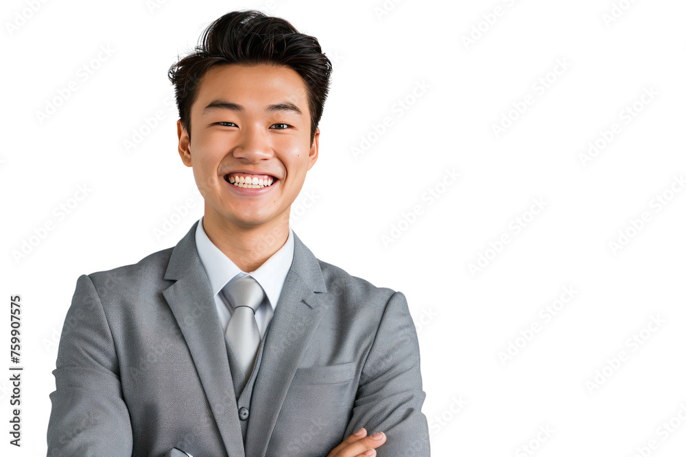 smiling young Asian businessman Demonstrate confidence, friendliness, and success. Isolated on transparent background. smiling young Asian businessman Demonstrate confidence, friendliness, and success. Isolated on transparent background.