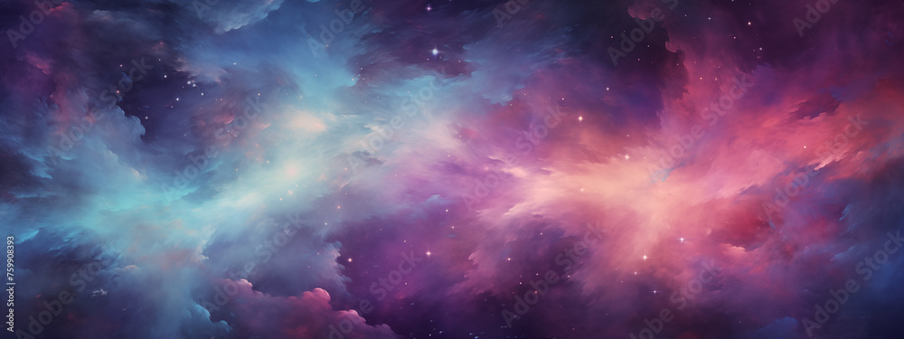 Cosmic Nebula in Ethereal Blue and Pink Hues