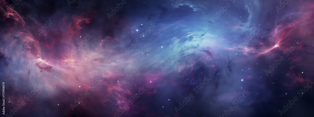 Vivid Celestial Nebula with Dynamic Red and Blue