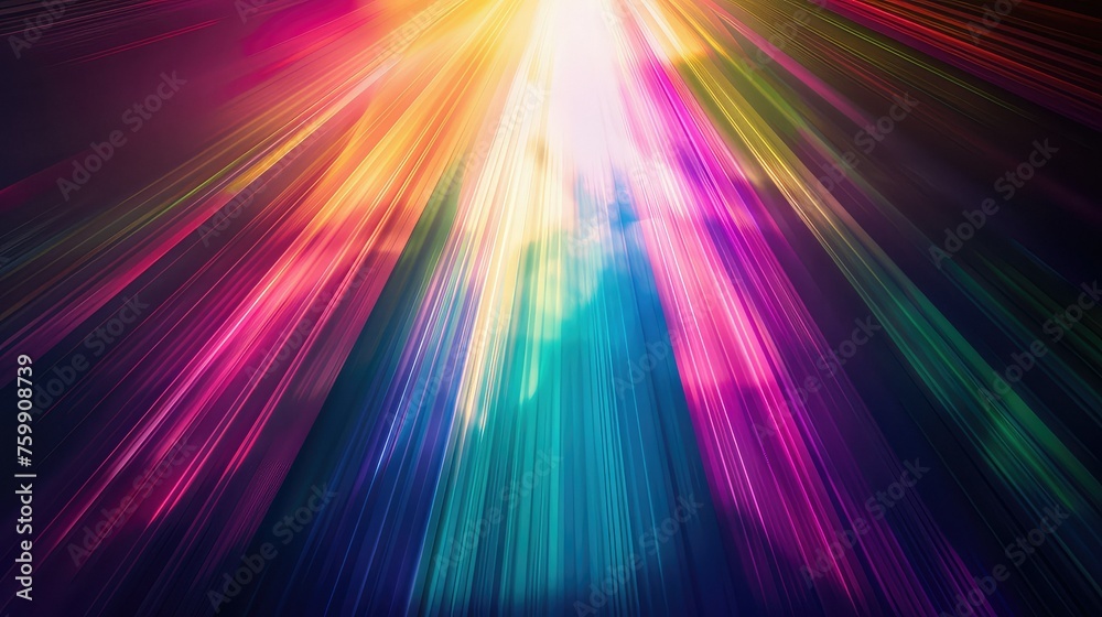 Column of rainbow colored rays, rising up, in black space. Column of rainbow colored rays, rising up, in black space.