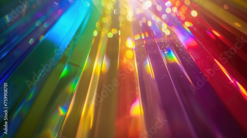 Column of rainbow colored rays  rising up  in black space.