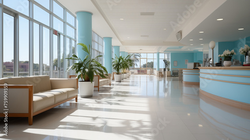 Abstract blur beautiful luxury hospital interior for backgrounds, perspective