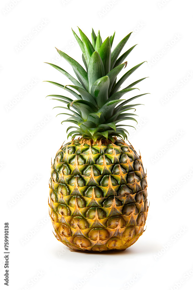 Fresh Whole Pineapple Isolated on White Background