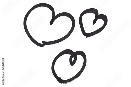 Black hearts isolated on transparent background