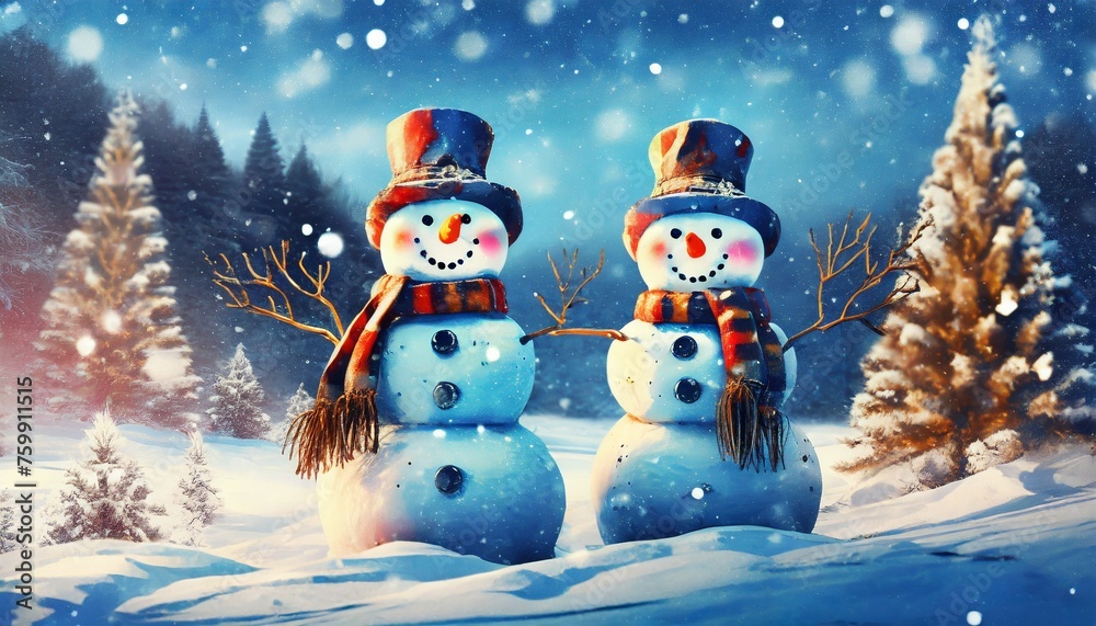 Fototapeta premium snowman on the snow