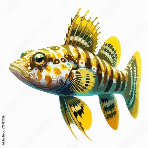 A close up of a fish with a white background. Close up fish white background, suitable for aquatic themes, seafood industry, and naturerelated designs that require a vibrant focal point.