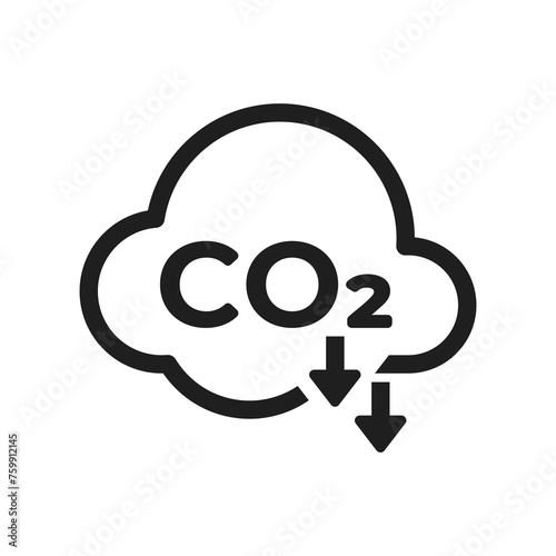 Reducing carbon emission icon. Reduce co2 gas graphic design. Ecology and environment © artsterdam