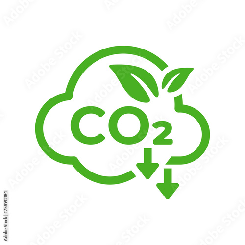 Reducing carbon emission icon. Reduce co2 gas graphic design. Ecology and environment