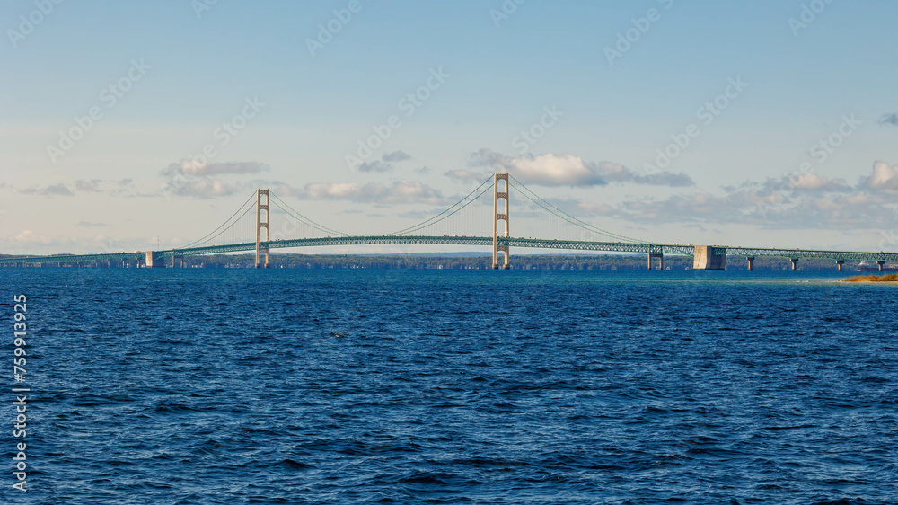 Mackinac Bridge is a suspension bridge that connects the Upper and Lower peninsulas of Michigan Mackinac Bridge is a suspension bridge that connects the Upper and Lower peninsulas of Michigan