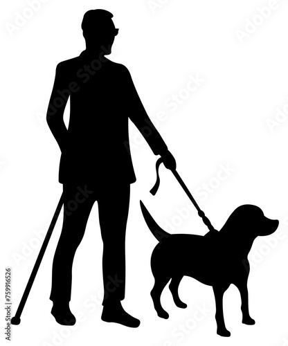 Blind Man With Guide Dog SVG, Service Dog SVG, Blind Man SVG, Dog SVG