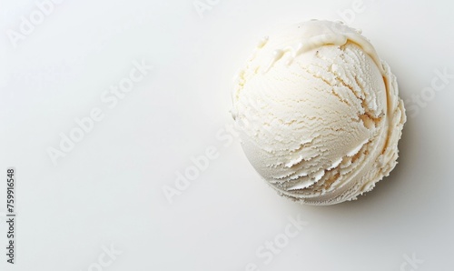 Vanilla ice cream scoop on white background