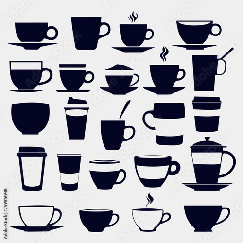 flat design coffee cup silhouette collection