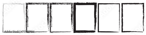 Grunge square and rectangle frames. Ink empty black boxes set. Rectangle borders collections. Rubber square stamp imprint. Vector illustration isolated on white background. eps 1