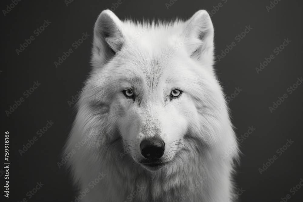 Portrait of a white wild wolf