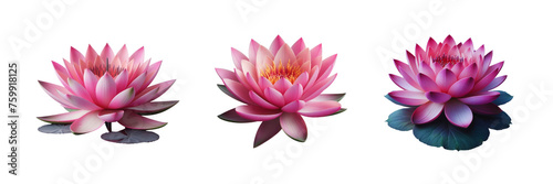  Set of water lily lotus, illustration, isolated over on transparent white background