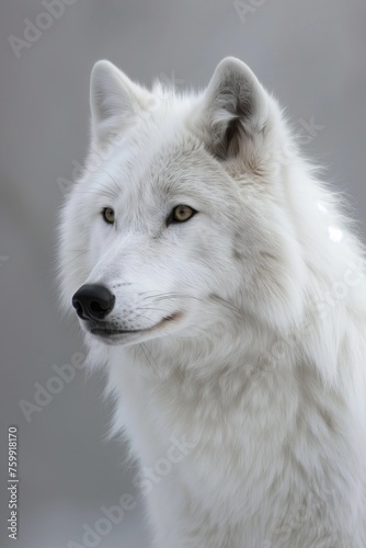 Portrait of a white wild wolf