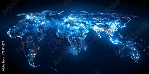 Americas Digital Map Illustrating Global Network Concept and Information Exchange. Concept Digital Visualization, Global Network, Information Exchange, Americas, Map Illustration