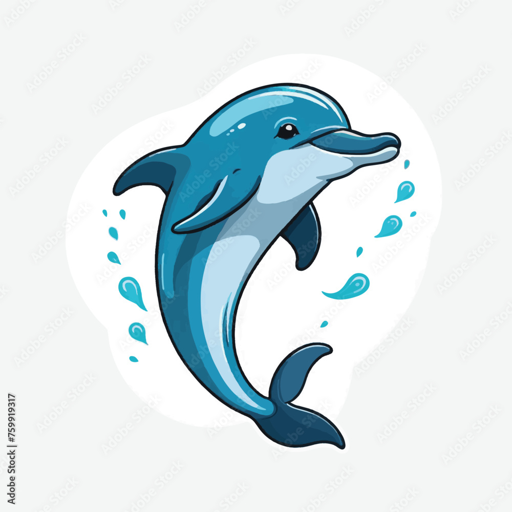 Fototapeta premium cute funny dolphin vector isolated