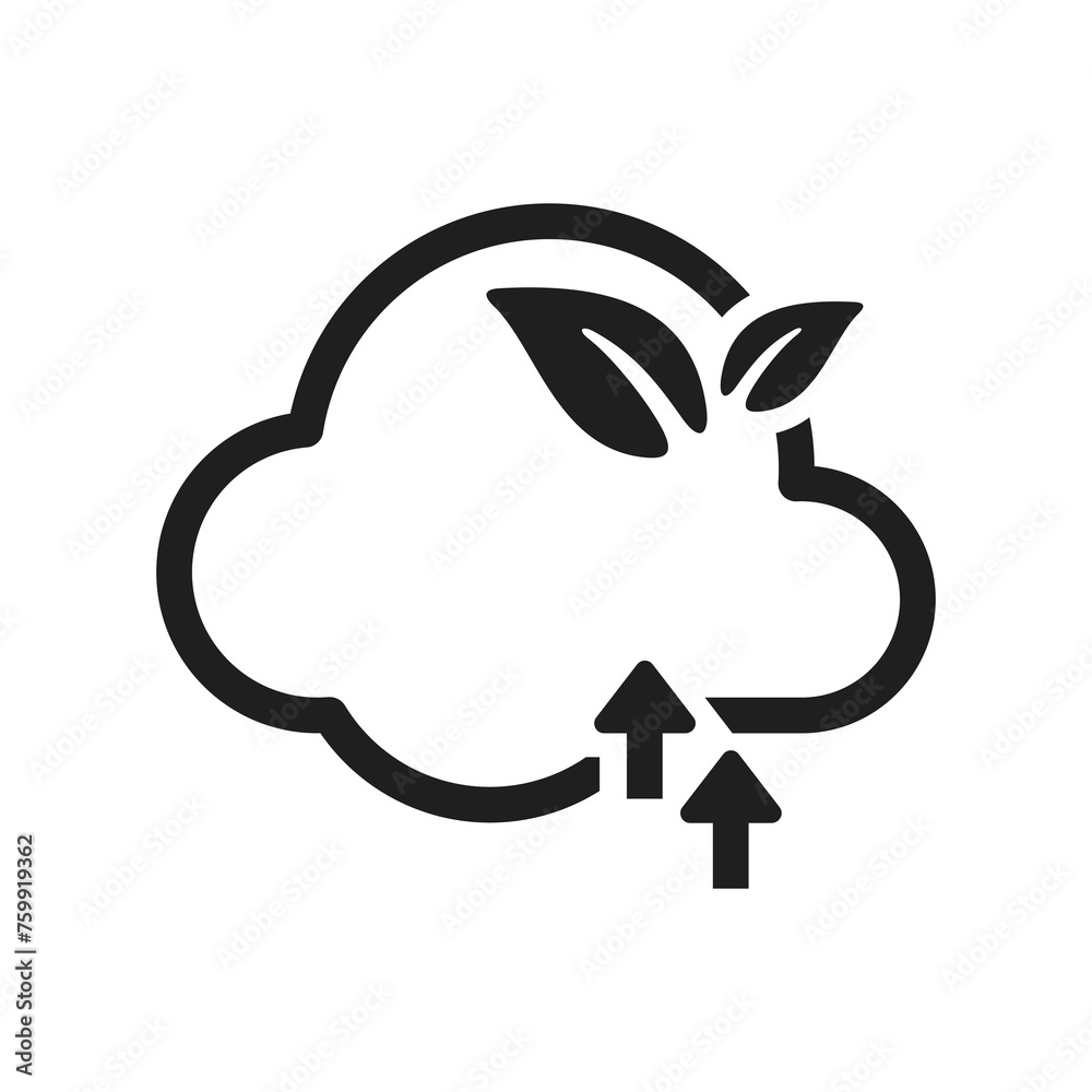Linear cloud with up arrows and leaves graphic design Linear cloud with up arrows and leaves graphic design
