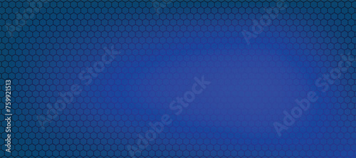 Abstract blue vector banner with hexagon grid. Seamless pattern background