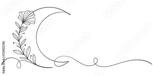 Line art Crescent. Muslim symbol. Trendy concept ramadan design. Vector illustration