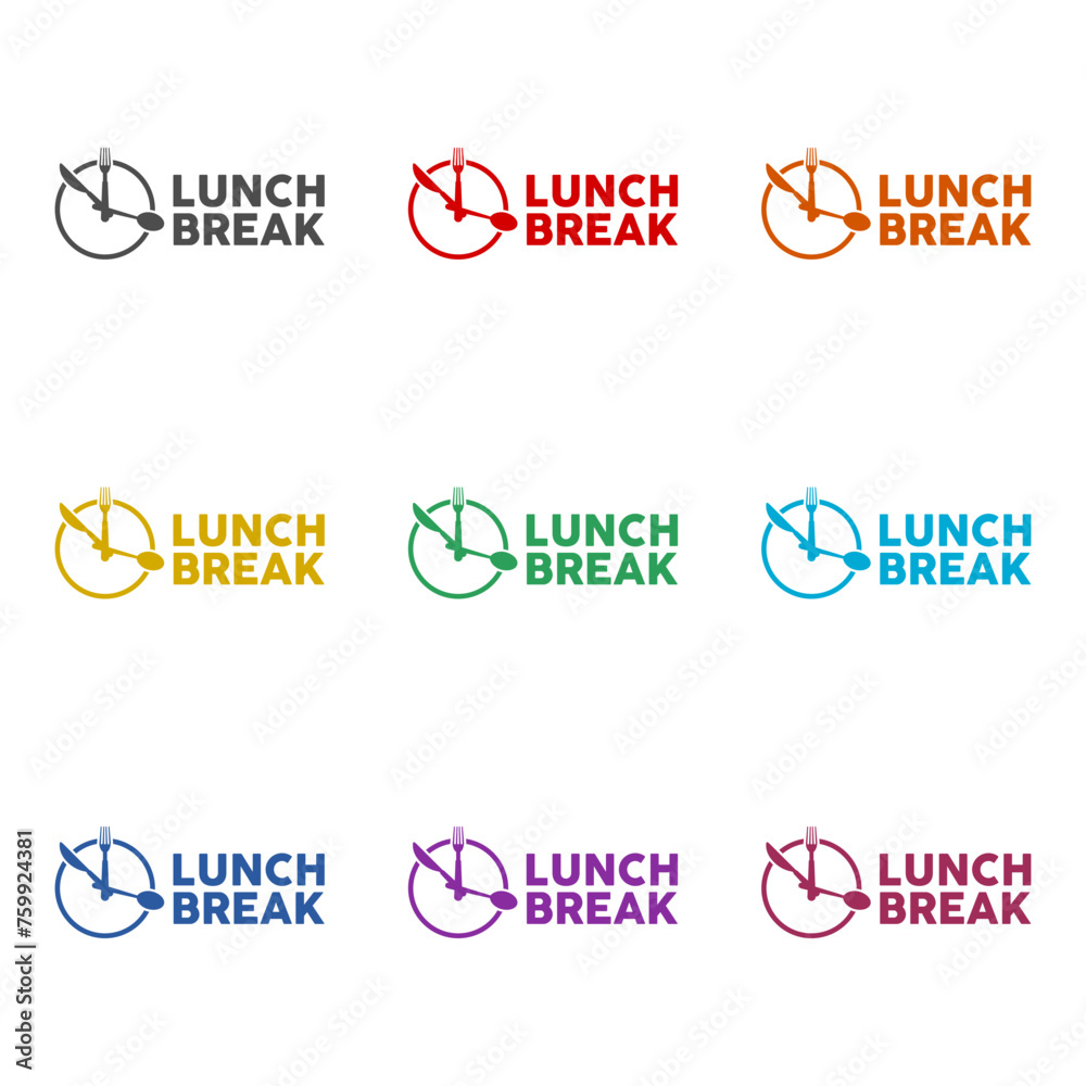 Naklejka premium Lunch break icon isolated on white background. Set icons colorful