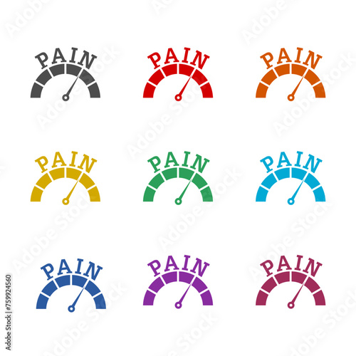 Pain scale icon isolated on white background. Set icons colorful