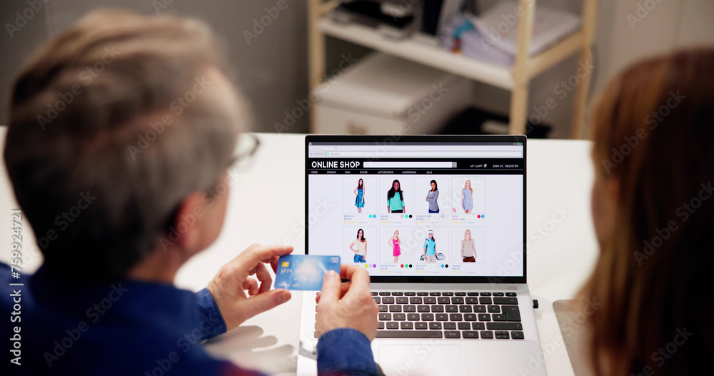 Couple Online Shopping On Laptop Computer Couple Online Shopping On Laptop Computer