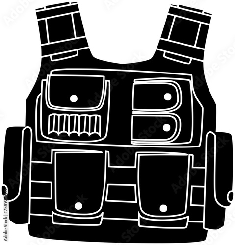 army illustration military silhouette protection logo vest icon uniform outline bulletproof equipment armor security war clothing camouflage soldier body shape police safety accessory for vector