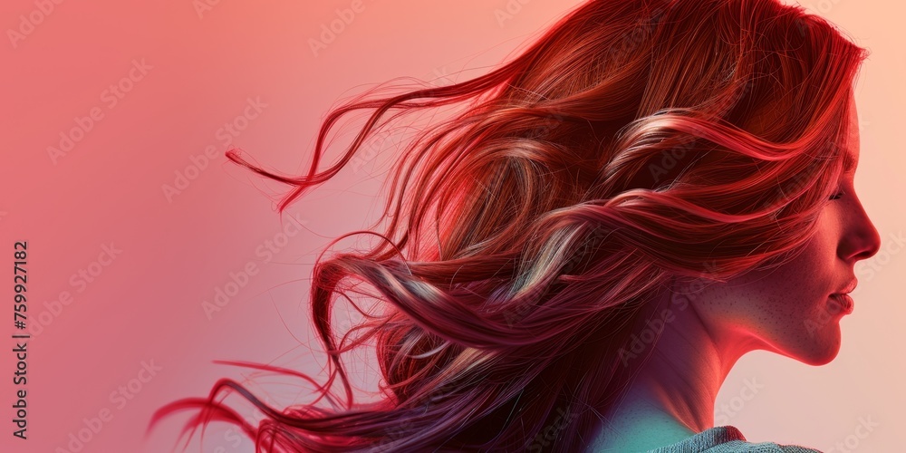 woman's flowing  shiny hair Generative AI