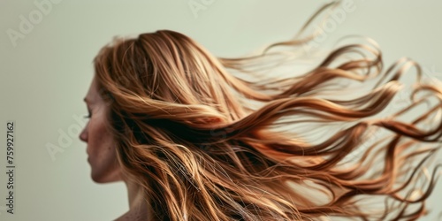 woman's flowing shiny hair Generative AI