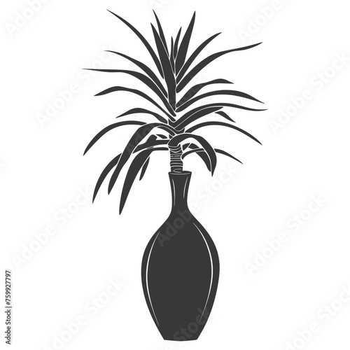 Silhouette Aloe vera tree in the vase black color only