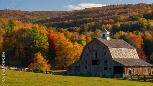 New England countryside at Woodstock Vermont farm. © Malik