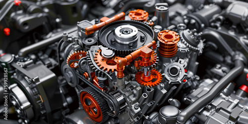Engine Gears and Mechanical Parts, Automotive Engineering Close-Up